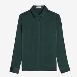 NWOT Express Forest Green Satin Portofino Shirt